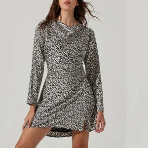ASTR the Label NWT Long Sleeve Cowl Neck Mini Dress Open‎ Back Size Medium thumbnail 2