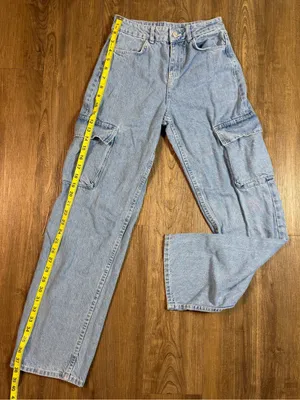 Bershka Light Blue Cargo Wide-Leg Jeans thumbnail 5