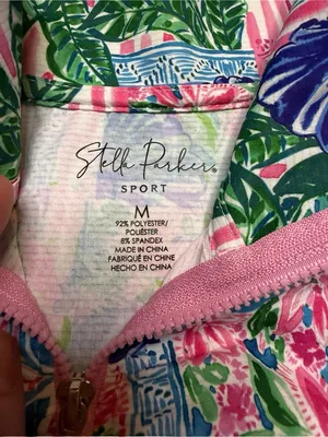🌴 Stella Parker Sport Tropical Floral Quarter Zip Sleeveless Top Size M 🌴 thumbnail 5