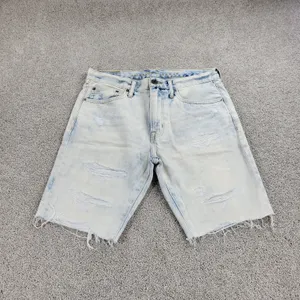 American Eagle Womens Shorts 31" Blue Denim Acid Wash Distressed Cut Off Bermuda thumbnail 11