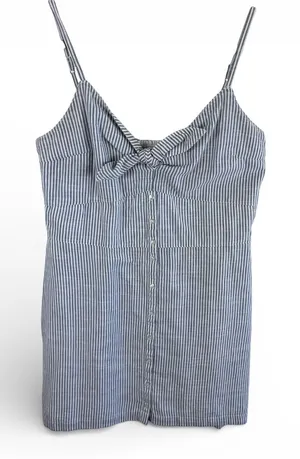 Abercrombie & Fitch Gray‎ White Striped Tie Front Button Mini Dress Summer Large thumbnail 1
