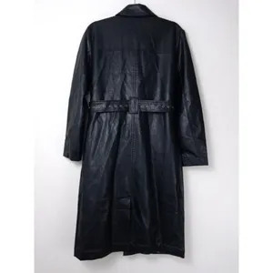 NWT Honor The Gift Vegan Leather Belted Trench Coat S Black Oversized Logo thumbnail 12