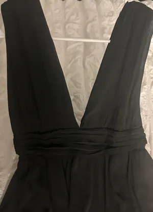 Lulus NWT Black Formal Maxi Dress XL | Deep V Open Back thumbnail 4