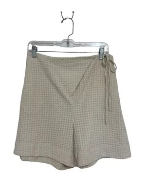 Free People Free-Est Pucker Oatmeal Check Cotton Tie Front Shorts - Size S thumbnail 4