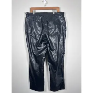 Abercrombie & Fitch Mixed Media Jeans Women 33/16S Black Faux Leather Edgy thumbnail 5