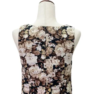 Abercrombie & Fitch Floral Linen Blend Mini Dress Brown Beige Roses Size Small thumbnail 9
