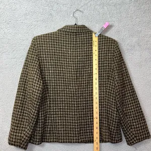 Jones New York Blazer Womens 12 Green Wool Silk‎ Blend Plaid Jacket Career Work thumbnail 7