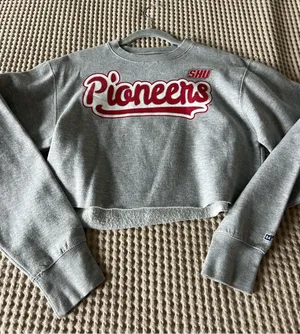 Blue 84 Gray Pioneers Cropped Sweatshirt with Red Logo thumbnail 1