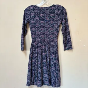 Abercrombie Floral Skater Dress Small Y2K Long Sleeve Blue Pink thumbnail 3