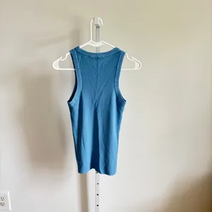 Zara NWT Women's Light Blue Ribbed Knit Tank Top High Neck Size L thumbnail 5
