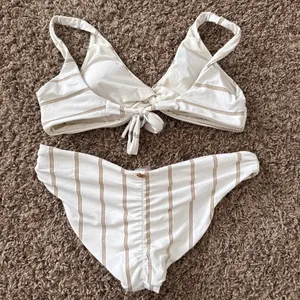 Revolve PQ swim bikini set white with gold stripes thumbnail 2