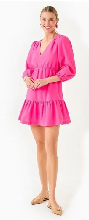 Lilly Pulitzer Deacon Mini Dress Pink 3/4 Sleeves Womens 2 Whimsy Preppy thumbnail 1