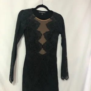For Love & Lemons Black Lace Bodycon Ilusion Dress Womens XS Cocktail Mini thumbnail 4