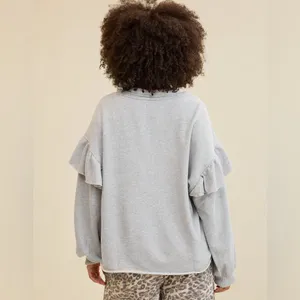 Aerie Ruffle Sleeve Sweatshirt Medium Heather Gray Size XS‎ thumbnail 3