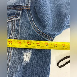 KANCAN “Sawyer” Blue Jean Distressed Cropped Denim Jacket, XL‎ 617 thumbnail 10