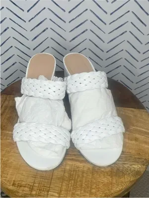 J.Crew White Double Strap Block Heel size 7 thumbnail 2