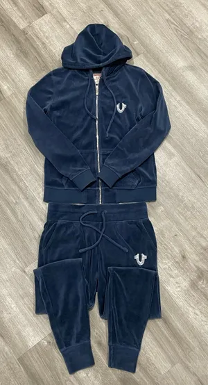 True Religion Navy Velour Tracksuit thumbnail 1