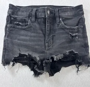 American Eagle Next Level Stretch Distressed Black‎ Denim Shorts Womens Size 00 thumbnail 1