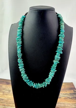 Turquoise Graduated Navajo Sterling Silver Necklace 23” 925 Barrel beads Clasp thumbnail 1