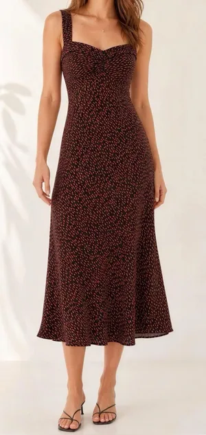 REFORMATION Tancy Midi Dress, French Kiss Black/Red, 0 (US) thumbnail 1