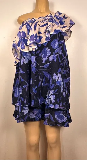 New Anthropologie Floral One Shoulder Mini Dress Sz M Cotton Lightweight thumbnail 1