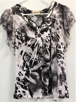 One World "Live & Let Live" Butterfly Flutter Top – Size XL thumbnail 7