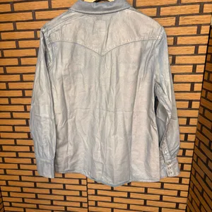 Lee Shiny Denim Pearl Snap Button Down Shirt Size Medium‎ thumbnail 2