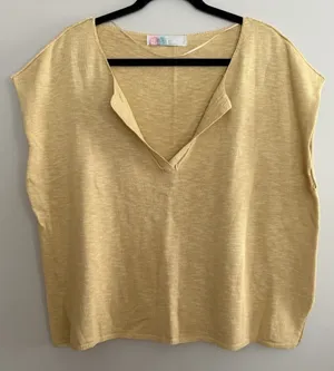 Free People FP Beach Marina Del Sol Sweater Top Golden Yellow Women's Size Large thumbnail 1