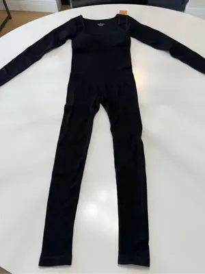 Popilush Scoop-Neck Long-Sleeve Black Fitted Jumpsuit Size Small NWT thumbnail 2