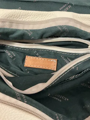 Cream Leather Crossbody Bag with Tan Strap made in Italy genuine leather thumbnail 4