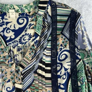 TINY Anthropologie XS Caviana Shirt‎ Dress Blue Paisley Women’s Boho Long Sleeve thumbnail 7
