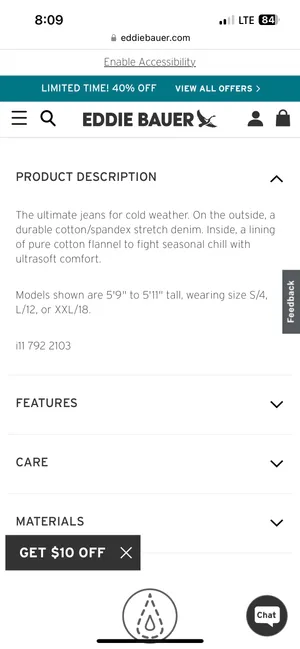 Eddie Bauer Flannel Lined Boyfriend Jeans thumbnail 5