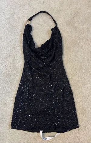 Lucy in the Sky Black Sequin Halter Mini Dress thumbnail 1