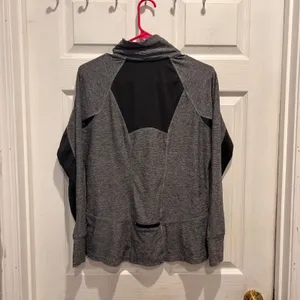 Champion Women's Gray Heather Ruched Mock Neck Quarter Zip Athletic Pullover‎ L thumbnail 5