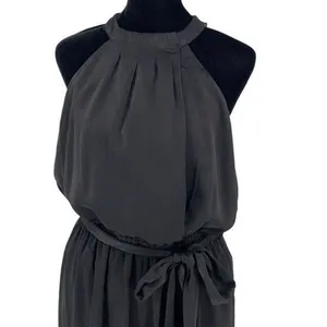 Dress Forum Womens Halter Tie Waist Cut-Out Sleeveless Jumpsuit Black Medium NWT thumbnail 2