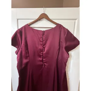 Michaelangelo Burgundy Satin Maxi‎ Dress Gown Size 26 Formal Regencycore thumbnail 5