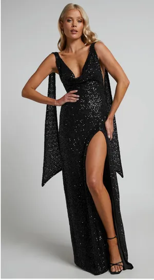 Black Sequin Showpo Maxi Dress thumbnail 4