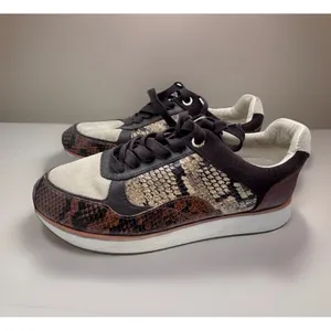Womens Fashion Sneakers Snake Print Leather‎ Suede Chunky Sole Comfort Shoes 38 thumbnail 3