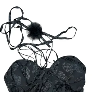 NWT For Love & Lemons Women’s Black Melody Mini Dress Size Medium and necklace thumbnail 5