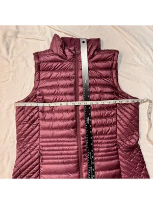 Duluth Burgundy Quilted Puffer Duck Down Long Vest L Collar Layering Cabincore thumbnail 5