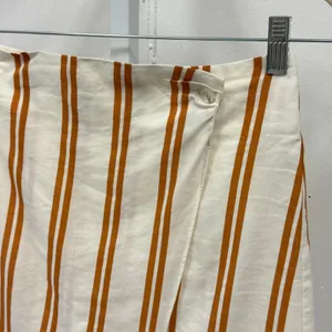 Sancia‎ Striped Wrap Mini Skirt Ochre Cream Tencel Linen Blend XS Summer Boho thumbnail 4