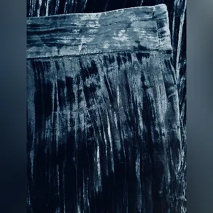 ZARA New Limited Edition Navy Blue Wide Leg Velvet Pants Trouser Sz MT Steampunk thumbnail 5