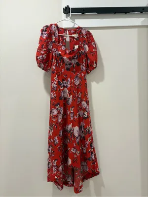 NWT Maeve by Anthropologie Red Floral Dress Size 2 thumbnail 2