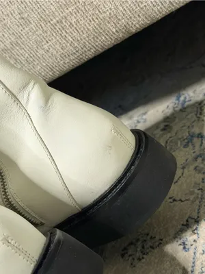 Tory Burch Double-T Combat Boot White Leather thumbnail 8