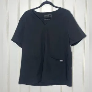 FIGS Technical Collection Black V-Neck Scrub Top Womens XL Short Sleeve 588 thumbnail 2