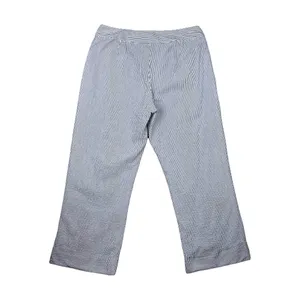 Pendleton Gray and White Seersucker Straight Leg Trousers Size 10 Cuffed Stripes thumbnail 7