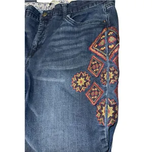 Vintage America Boho Southwestern Embroidered Jeans Women's 12 Hippie Aztec thumbnail 3