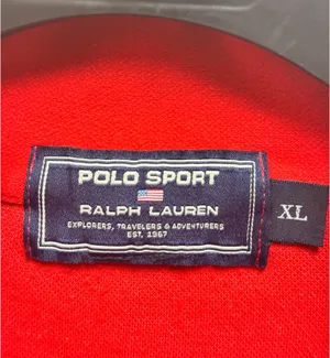 POLO SPORT Ralph Lauren Mid-90s Red Quarter-Zip Fleece Pullover Sweater Sz XL thumbnail 6