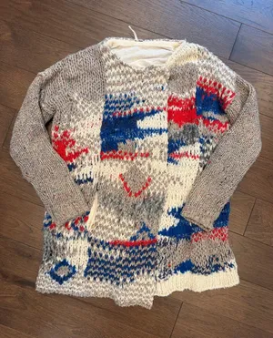 Free People Oversized Sweater Knit Wool Alpaca Cardigan Lined Small - C65-025 thumbnail 1