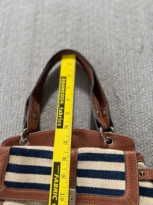 Vintage Chaps Navy Blue and Ivory Striped Shoulder Bag Purse thumbnail 5